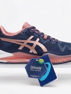 ASICS Navy and Rose Gold Athletic Shoes